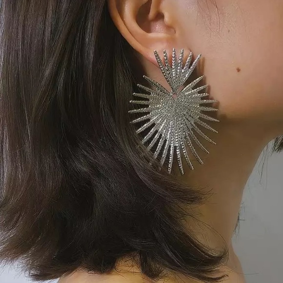 White gold plated Big earrings - Picture 2 of 5